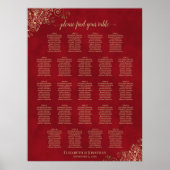23 Table Gold Frills auf Red Wedding Seating Chart Poster (Vorne)