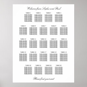 23 Tisch Eleganter Minimalistischer Sitzplan Poster