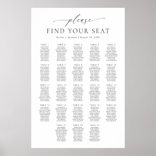 23 Tische Finden Sie Ihre Sitzplakette Poster (Vorne)