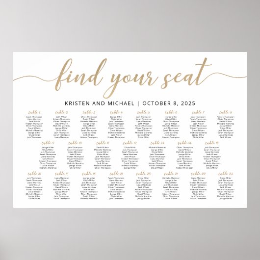 23 Tische finden Sie Ihren Sitzplan Poster (Vorne)