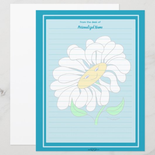 23Big Happy Daisy Blue Lined Paper Sheet (Vorne/Hinten)