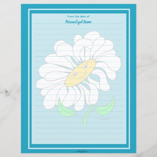23Big Happy Daisy Blue Lined Paper Sheet (Vorderseite)