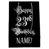 23rd Birthday: Fancy, Elegant Script + Custom Name Mittlere Geschenktüte (Rückseite)