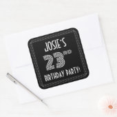 23rd Birthday Party: Art Deco Style & Custom Name Quadratischer Aufkleber (Umschlag)
