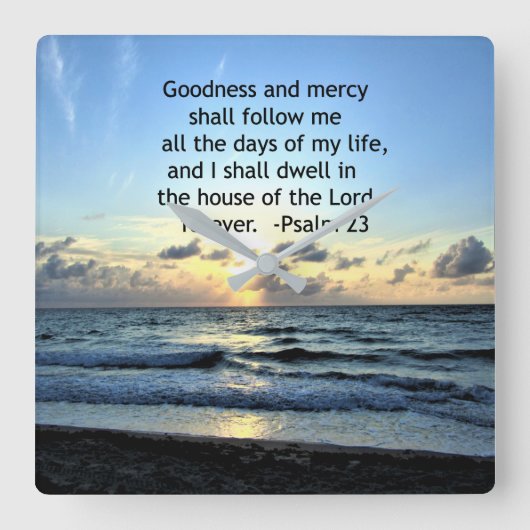 23RD PSALM SUNRISE FOTO DESIGN QUADRATISCHE WANDUHR (Vorderseite)