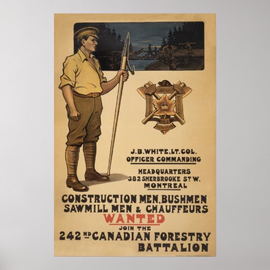 242. Kanadisches Forstbataillon1915 Poster (Vorne)