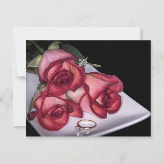 2466-Rote Rosen mit Ring auf Platter Einladung (Vorderseite)