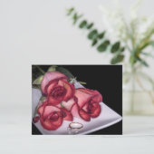 2466-Rote Rosen mit Ring auf Platter Einladung (Stehend Vorderseite)