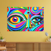 24_040, Cubist Face Abstrakt Art Leinwanddruck (Insitu (Wohnzimmer))