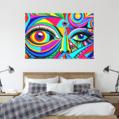 24_040, Cubist Face Abstrakt Art Leinwanddruck (Insitu (Schlafzimmer))