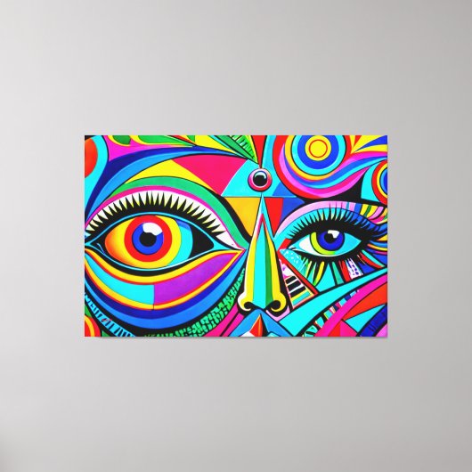 24_040, Cubist Face Abstrakt Art Leinwanddruck (Vorderseite)