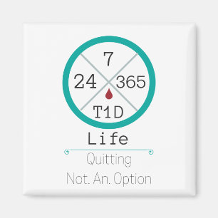 24/7/365 T1D Leben-Quadratmagnet Magnet
