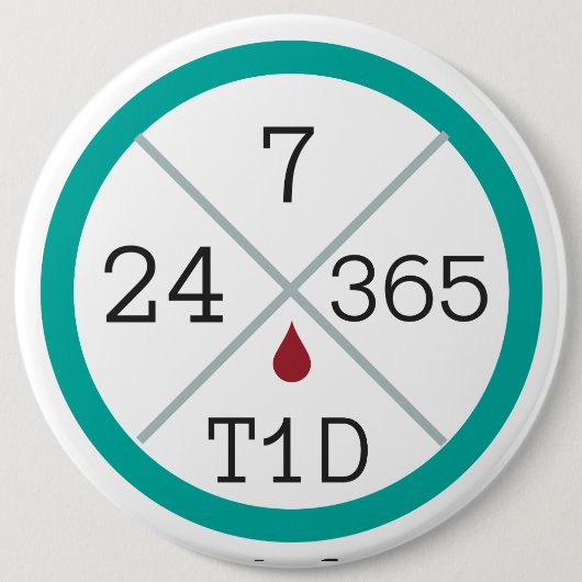 24/7/365 T1D Leben-Tunnel-bohrwagenknopf Button (Vorderseite)