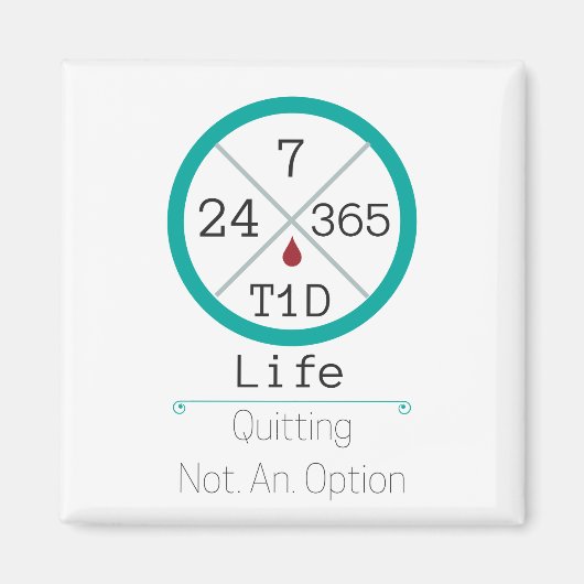 24/7/365 T1D Lebensquadrat Magnet (Vorne)