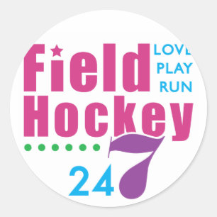 24/7 Feld-Hockey Runder Aufkleber
