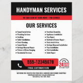 24/7 Handyman & Klempnerdienste BLACK RED Flyer (Vorne)