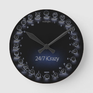 24/7 iCrazy Internet Geek Schedule Wall Clock Runde Wanduhr