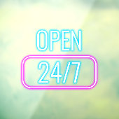 24/7 l Neon Pink Blue Opening Stunden Fensteraufkleber (Blatt 3)