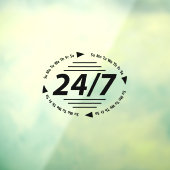 24/7 Stunden geöffnet - Schwarzes Business Fensteraufkleber (Blatt 3)