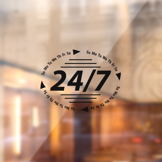 24/7 Stunden geöffnet - Schwarzes Business Fensteraufkleber (Blatt 2)