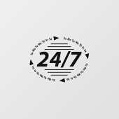 24/7 Stunden geöffnet - Schwarzes Business Fensteraufkleber (Blatt)