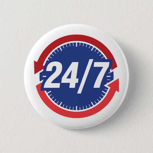 24/7 Stunden Symbol mit/Uhr-Gesichts- und Uhrzeits Button (Vorderseite)