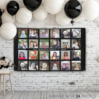 24 BildvorlagenCollage mit benutzerdefiniertem Tex Banner