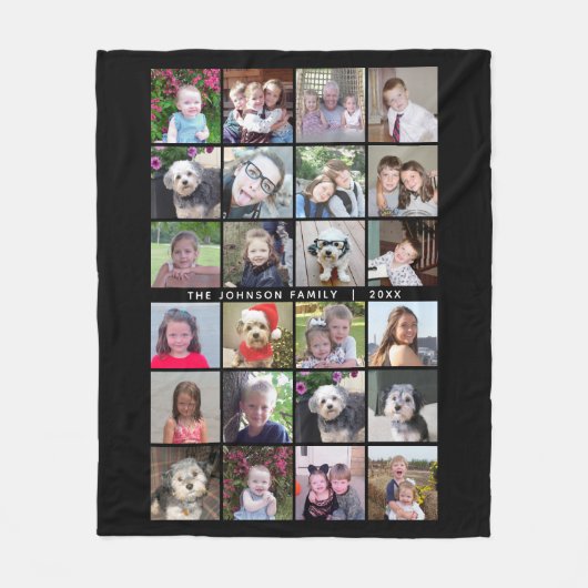 24 BildvorlagenCollage mit benutzerdefiniertem Tex Fleecedecke (Vorderseite)