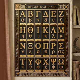 24 Buchstaben des griechischen Alphabets Geschenk Poster