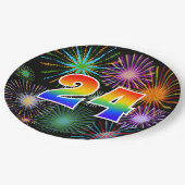 24. Event - Spaß, farbenfroh, kühl, Regenbogen 24 Pappteller (Schrägansicht)