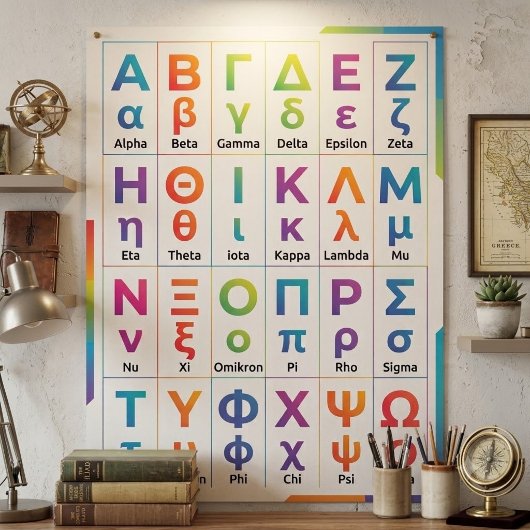 24 Farbige Kleinbuchstaben Großbuchstaben - Griech Poster