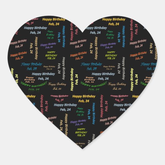 24. Februar Herz-Aufkleber (Vorderseite)