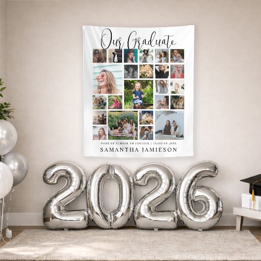24-Foto-Collage-Abschluss-Willkommen Wandteppich