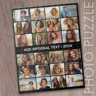 24 Foto-Collage Benutzerdefinierter Text Modern Mi Puzzle