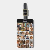 24 Foto Collage Grid - schwarz mit weißem Text Gepäckanhänger (Vorderseite vertikal)