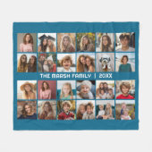 24-Foto-Collage mit Familienname Datum - Fleecedecke (Vorderseite (Horizontal))