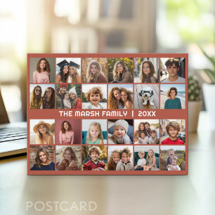 24-Foto-Collage mit Familienname Datum -  Postkarte
