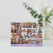 24-Foto-Collage mit individuellem Text Postkarte (Stehend Vorderseite)