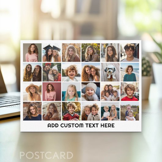 24-Foto-Collage mit individuellem Text Postkarte