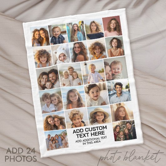 24-Foto-Collage mit Textfeld Fleecedecke
