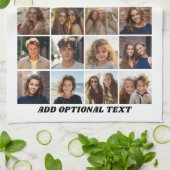 24 FotoCollage - Benutzerdefinierter Text - Schwar Geschirrtuch (Gefaltet)