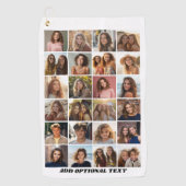 24 FotoCollage - Benutzerdefinierter Text - Schwar Golfhandtuch (Vorderseite)