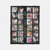 24 FotoCollage mit Familienname Datum - schwarz Fleecedecke (Vorderseite)