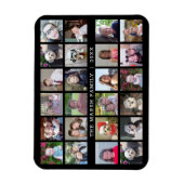 24 FotoCollage mit Familienname Datum - schwarz Magnet (Vertikal)