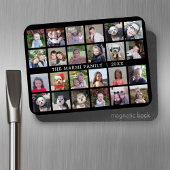 24 FotoCollage mit Familienname Datum - schwarz Magnet