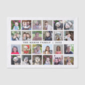 24 FotoCollage mit Familienname Datum - schwarz Seidenpapier (Vorderseite)