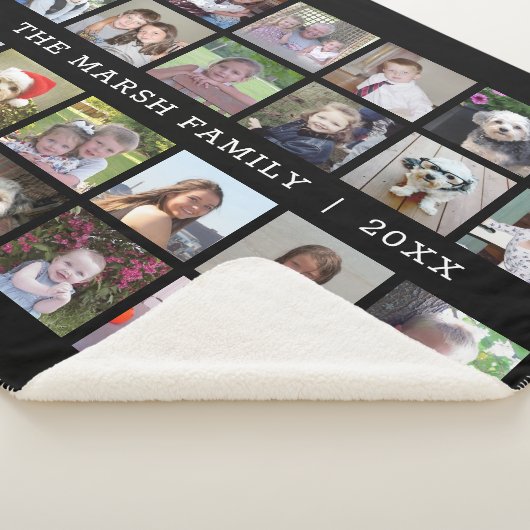 24 FotoCollage mit Familienname Datum - schwarz Sherpadecke (3/4)