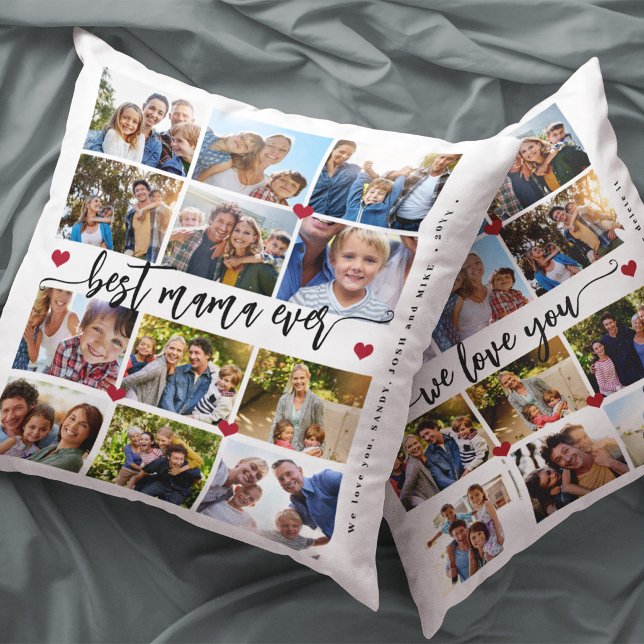 24 Fotocollage mit Text beste Mutter doppelseitig Kissen (Von Creator hochgeladen)