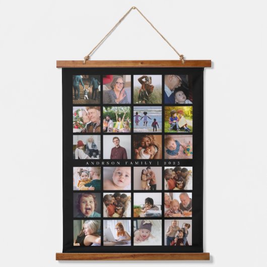 24 Fotos Familienname Wandteppich Mit Holzrahmen (Vorderseite)