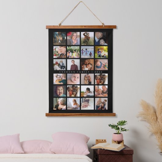 24 Fotos Familienname Wandteppich Mit Holzrahmen (Schlafzimmer)